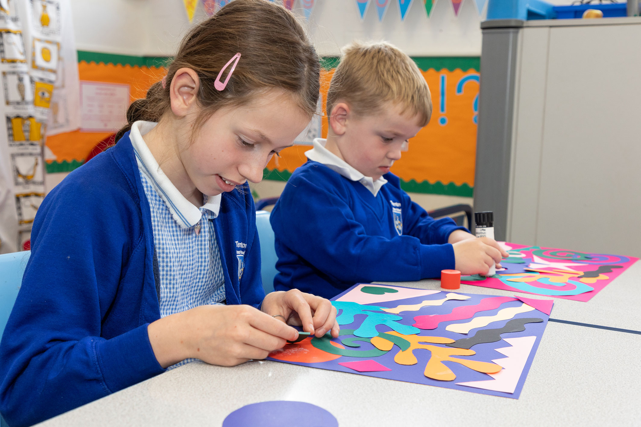 Children creating artwork