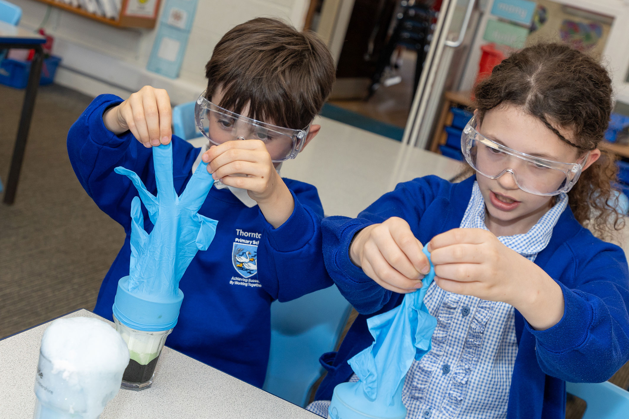 Children experimenting in science